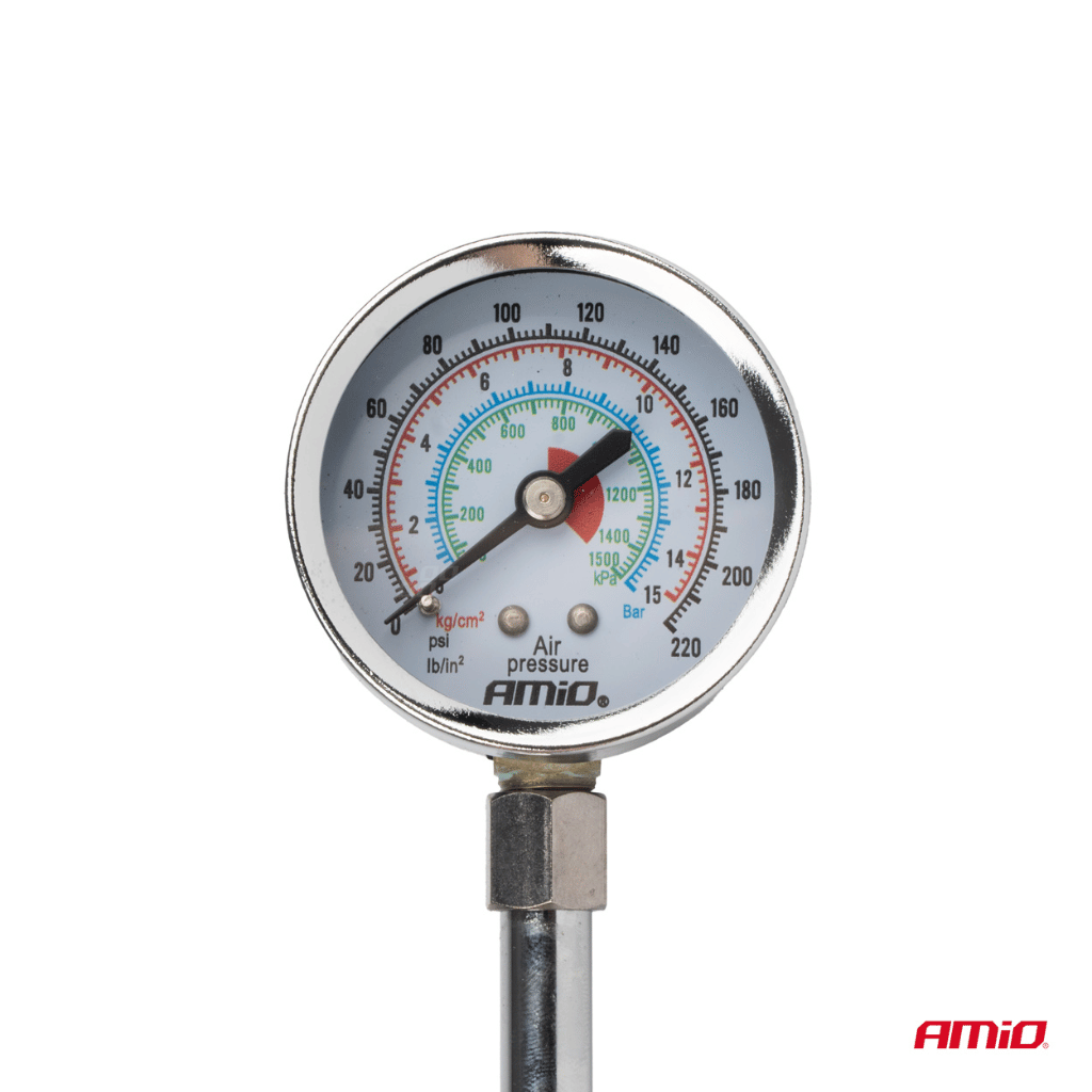 PG‑15 bar Tyre Pressure Gauge – Chrome Metal 0‑220 psi Pneumatic Dial