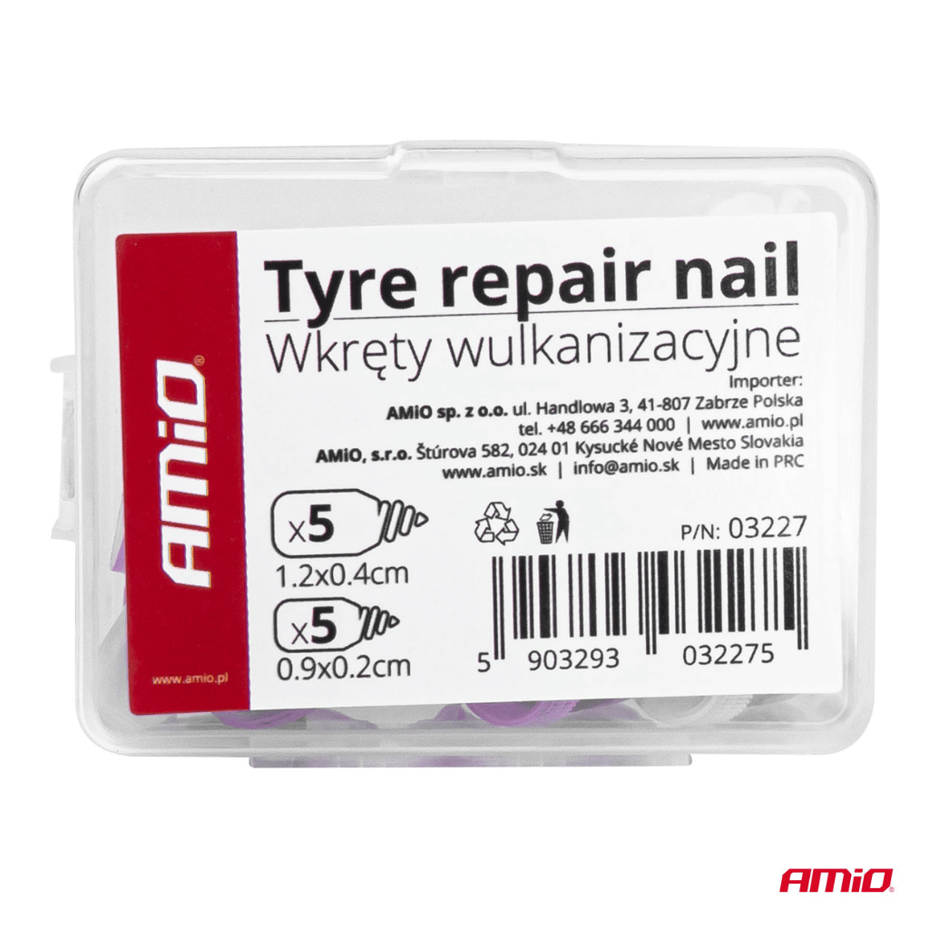 10‑pc Tyre Repair Nail Kit – 2 Sizes Self‑Vulcanising Tubeless Car/Motorcycle Use