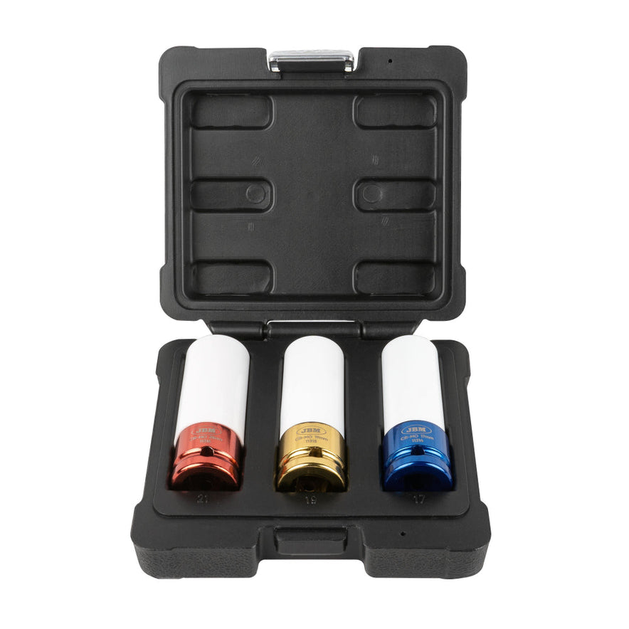 3-Piece 1/2'' Impact Socket Set – Protective Sleeves for Alloy Wheels