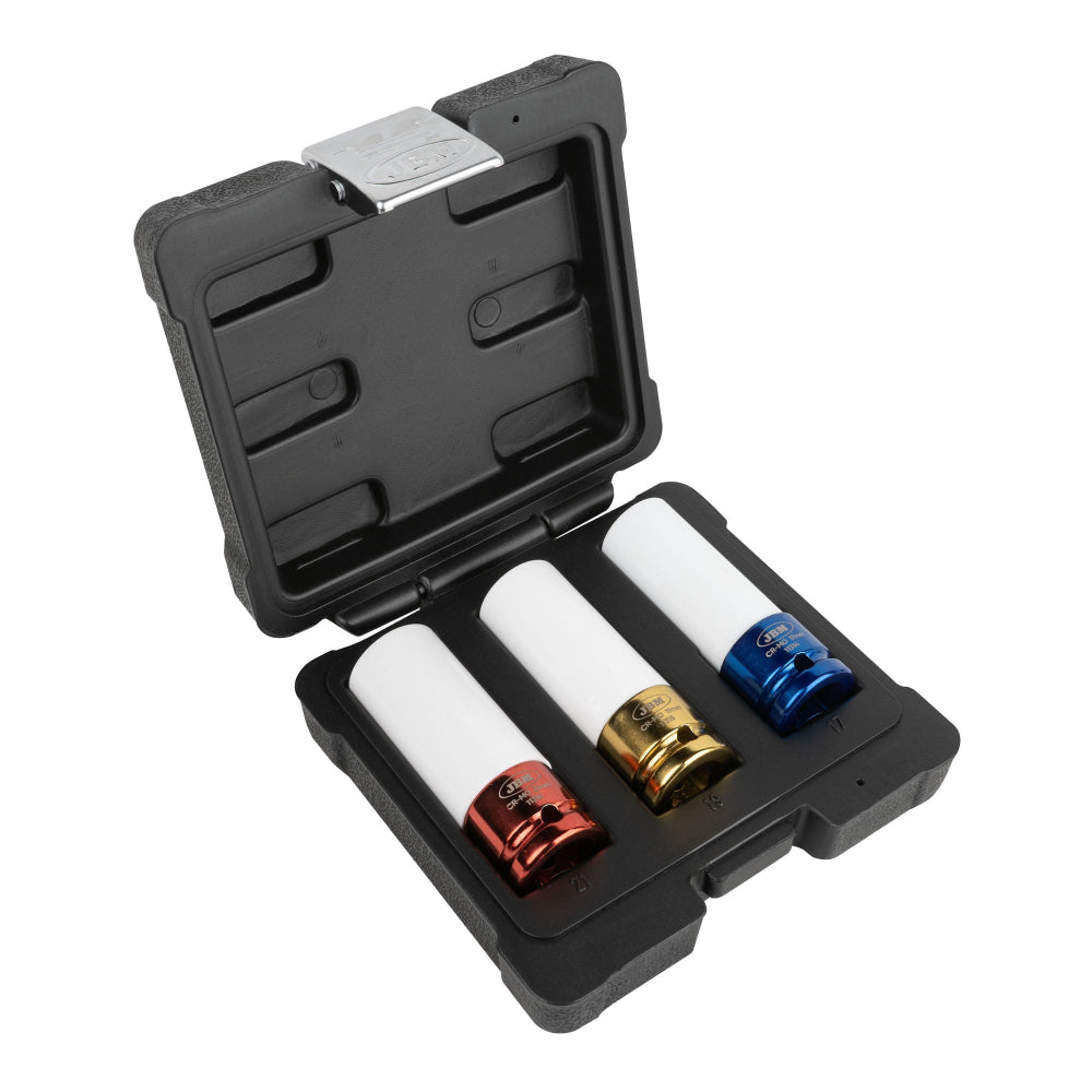 3-Piece 1/2'' Impact Socket Set – Protective Sleeves for Alloy Wheels
