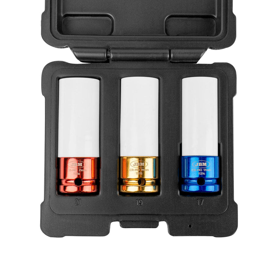 3-Piece 1/2'' Impact Socket Set – Protective Sleeves for Alloy Wheels