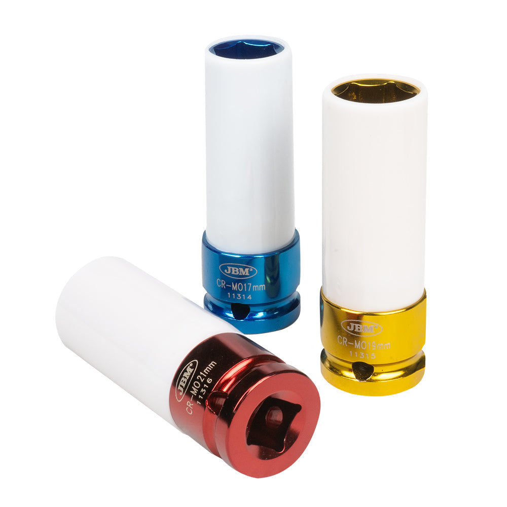 3-Piece 1/2'' Impact Socket Set – Protective Sleeves for Alloy Wheels