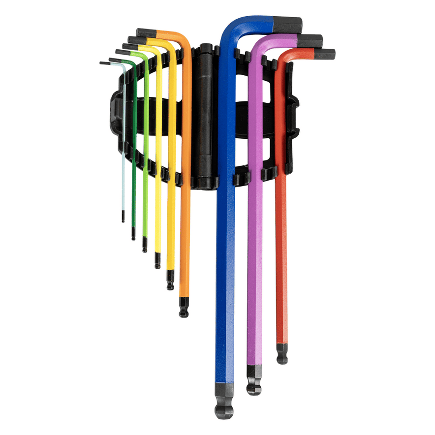9-Piece Colour-Coded Extra Long Hexagonal Key Set with Round Tip