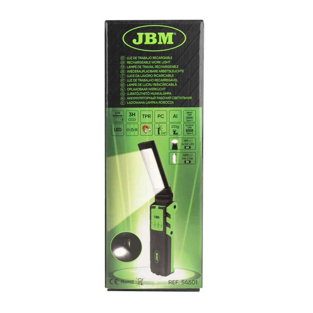 Dimmable LED Work Light – 400lm Rechargeable Lamp with Magnetic Base