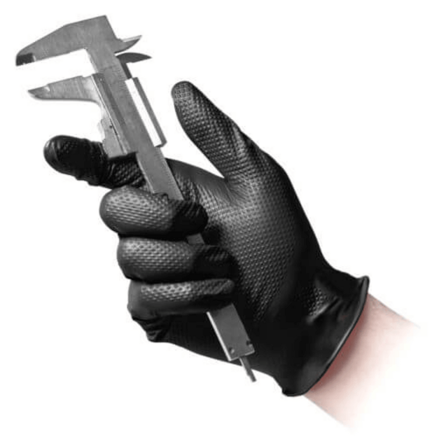 Reflexx N85 Powder-Free Black Nitrile Gloves – Heavy-Duty, Full-Grip, and Chemical-Resistant PPE