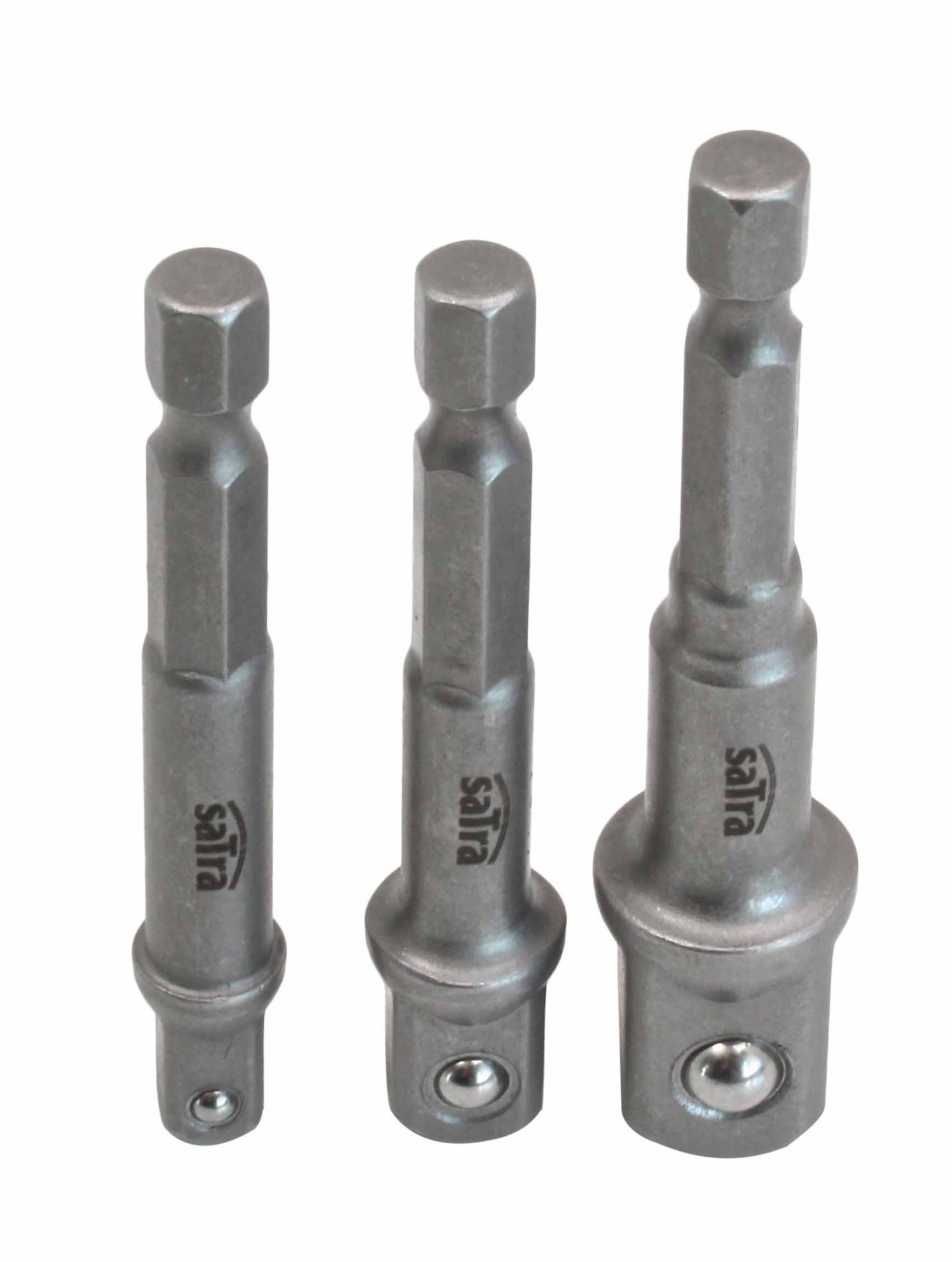 Square Adapter Bit Set – 3-Piece 1/4" Hex to 1/4", 3/8", 1/2" Square Drive