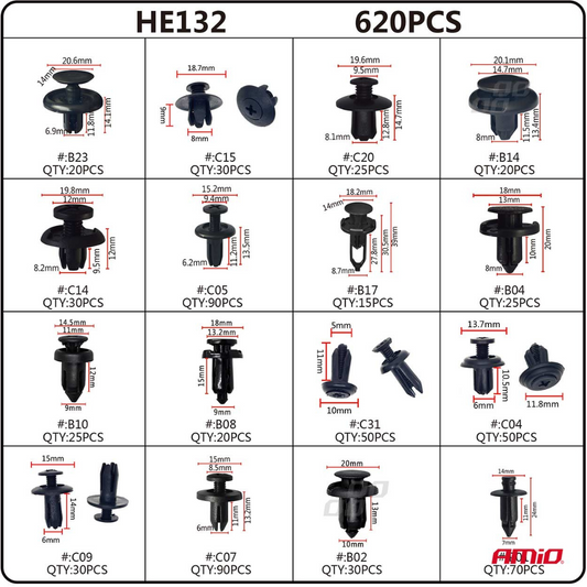 Car Body Plastic Trim Clips set 620pcs