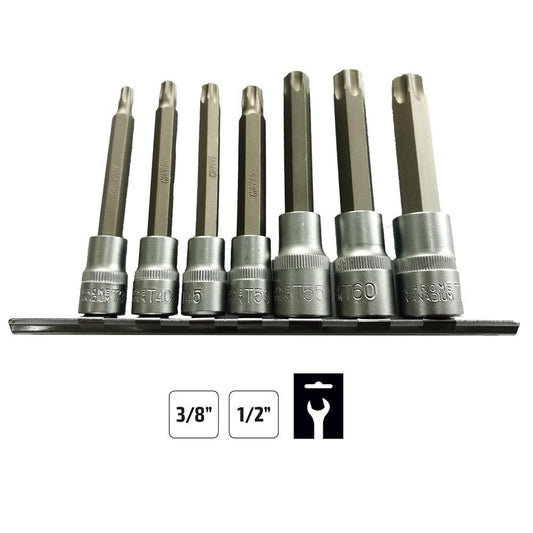7-Piece Torx Bit Socket Set – Durable CrV Steel with 3/8" & 1/2" Drives