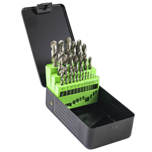 25-Piece HSS 4341 Twist Drill Bit Set (1-13mm) – Precision & Durability for Metal Drilling