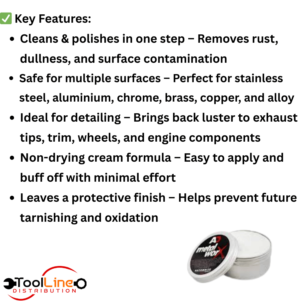 Autobrite Direct MetalWorx Metal Cleaner & Polish 100 g – Chrome, Exhaust & Alloy Shine Paste