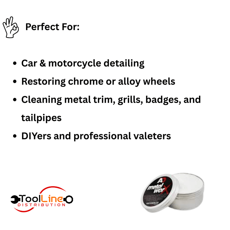 Autobrite Direct MetalWorx Metal Cleaner & Polish 100 g – Chrome, Exhaust & Alloy Shine Paste