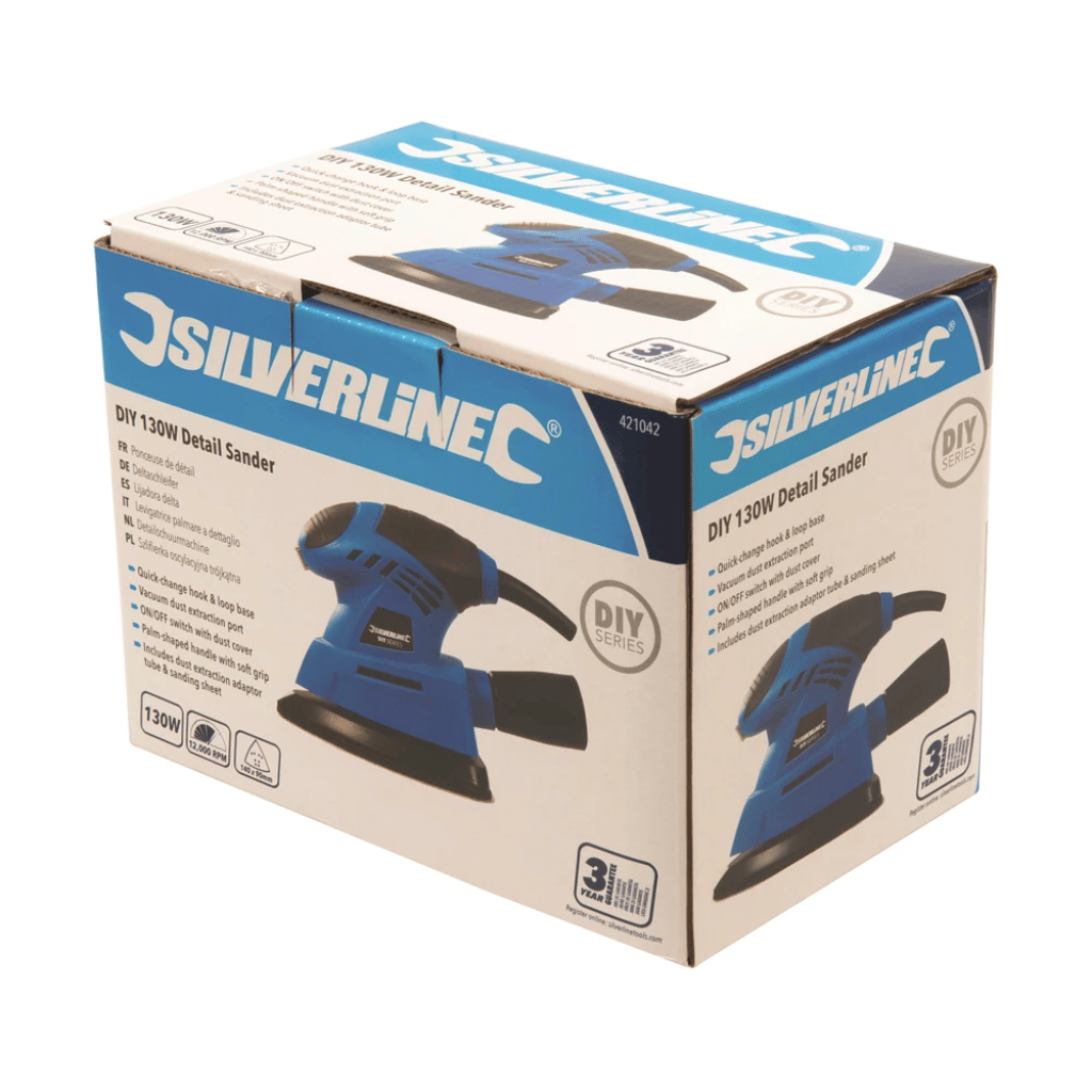 130 W Orbital Detail Sander – 140 mm Hook & Loop With Dust‑Extract Port