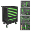 7 Drawer Tool Trolley Cabinet – Green And Black – Includes 172 Tools!