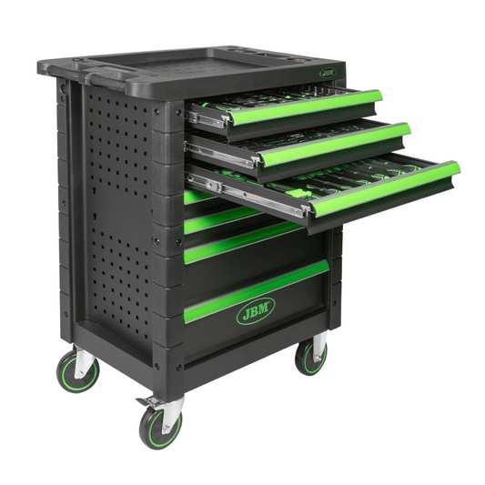 7 Drawer Tool Trolley Cabinet – Green And Black – Includes 172 Tools!