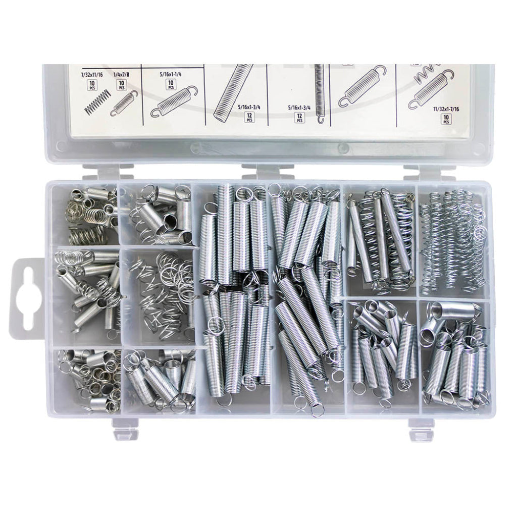 Spring Assortment Set 200pc Zinc Plated Steel Compression Extension Expansion