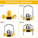 Trailer Titan Combination Hitch Lock fits 50mm couplings, with a yellow color for theft deterrence